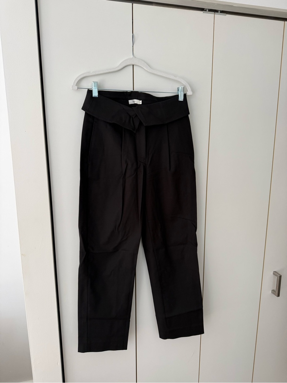 A.L.C. Black Wide-Leg Paperbag Trousers